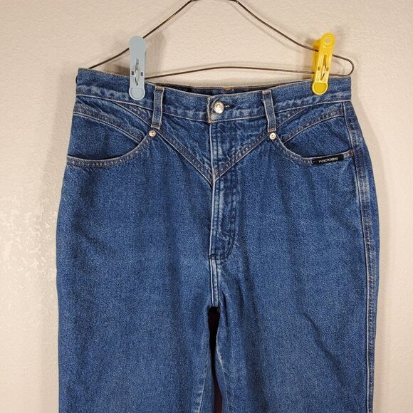 90s Rocky Mountain High-Waist Bareback Womans Size 16L Blue Denim Jeans Y2K - Picture 8 of 15